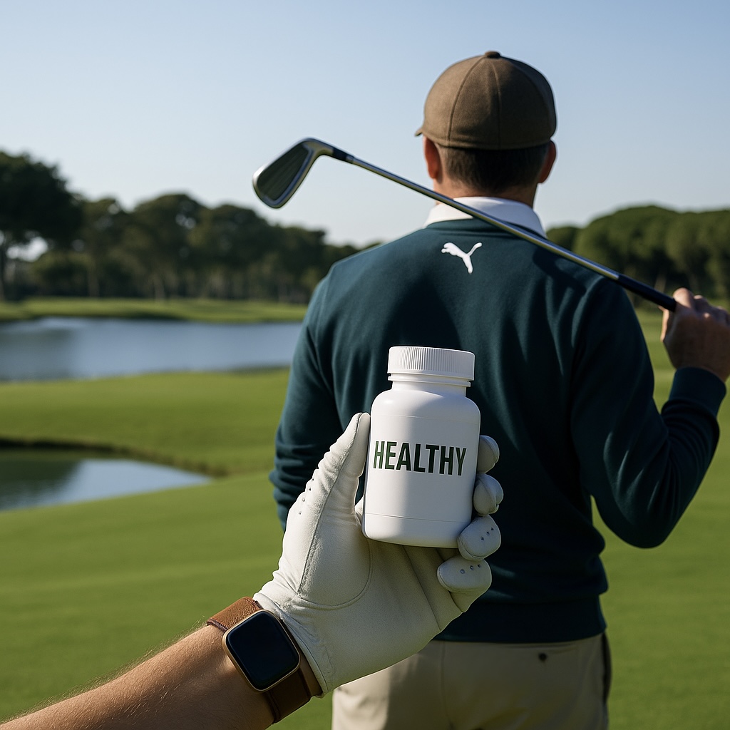 a man holding a golf club