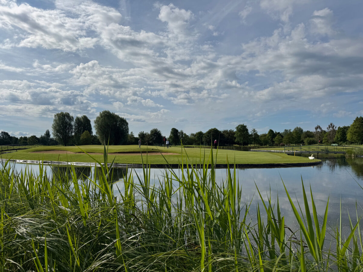 Golfplatz mit Wasser und Bäumen