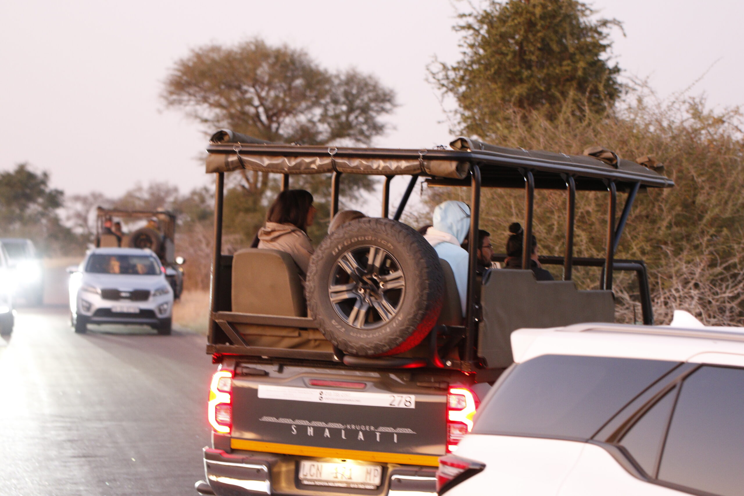 Safari-Fahrzeug auf der Straße