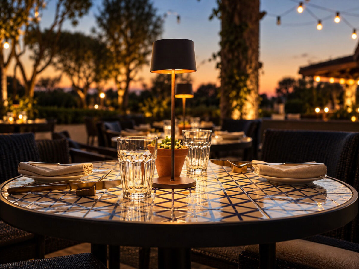 Eleganter Tisch bei Sonnenuntergang