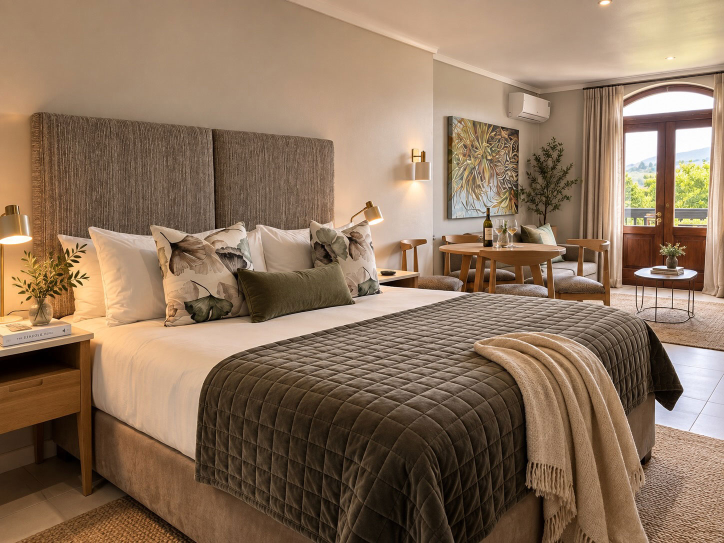 Elegantes Hotelzimmer mit schöner Aussicht.